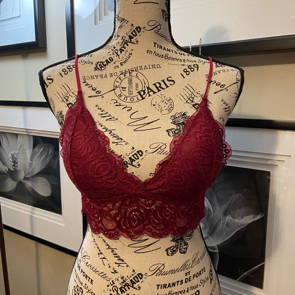 Shein Burgundy Lace Bralette Large (34C, 36A, 36B)
